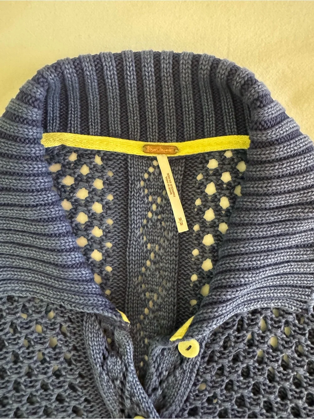 NWOT Free People oversized chunky slate blue crop top sweater size medium.